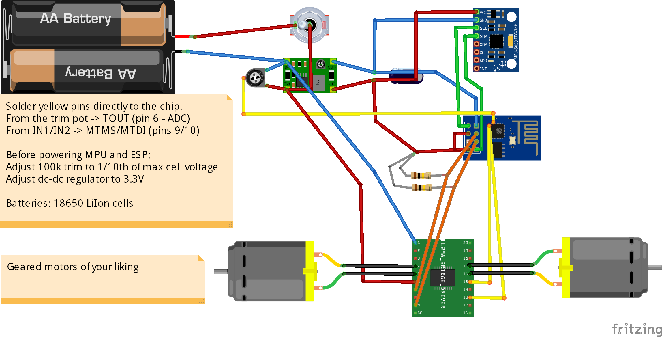 Schematics of the ESP Balancing robot