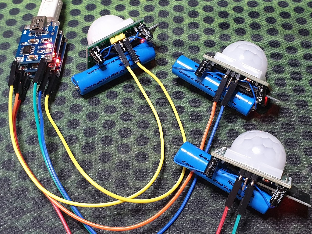 Three almost finished Smart PIR sensors