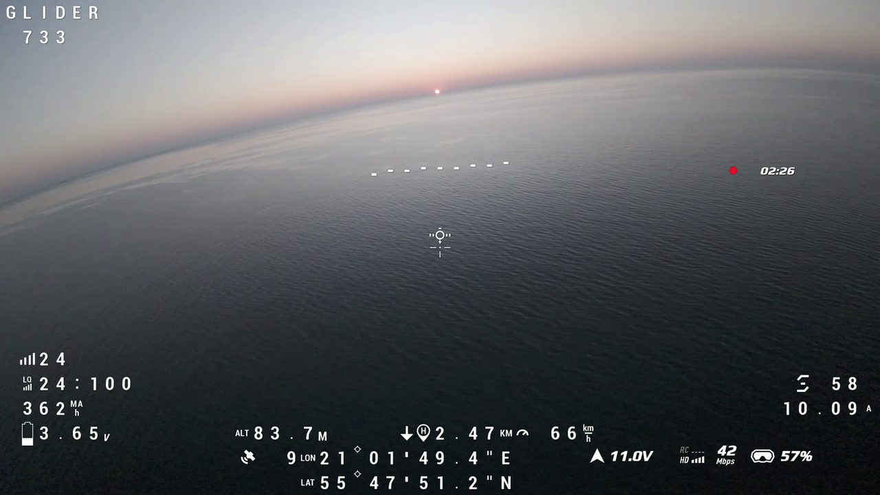 2.47 km out, 66 km/h, 11.0 V.