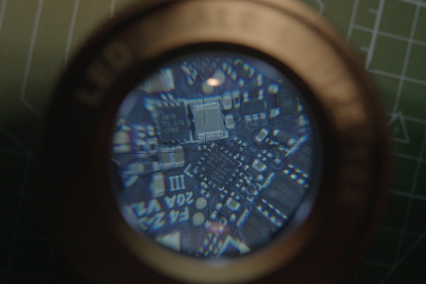 The inductor next to the TPS63070, with millimetre scale